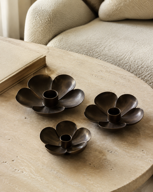 Briarstone Bronze Petal Candle Holder Set