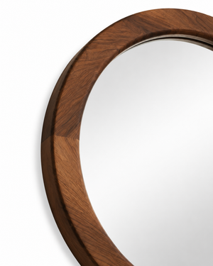 Solenne Walnut Round Mirror