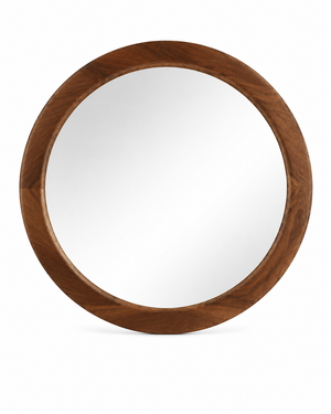 Solenne Walnut Round Mirror