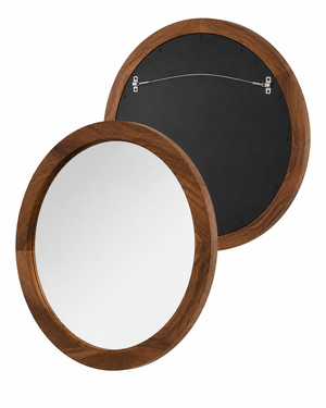Solenne Walnut Round Mirror