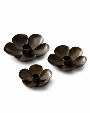 Briarstone Bronze Petal Candle Holder Set