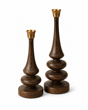 Briarstone Espresso Wood Candle Holder Set