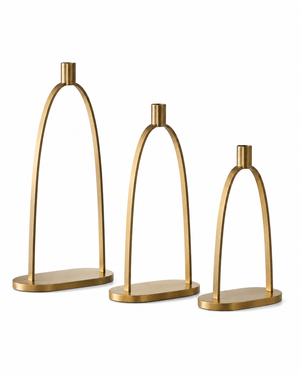Briarstone Brass Arch Candle Holder Set